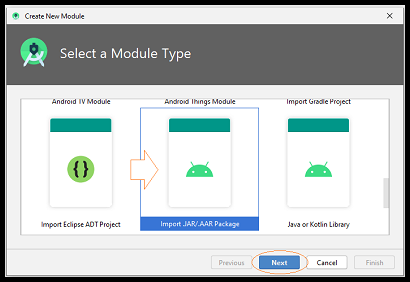 Choose Import .JAR/.AAR Package