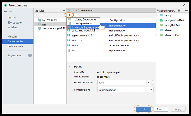 Choose Module Dependency